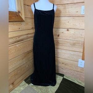 Vintage Black Snakeskin Velvet Maxi Dress 90’s Retro Dark Romantic Soft Large